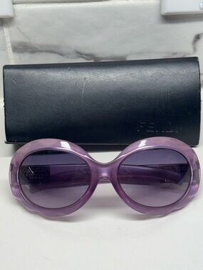 Vintage Fendi Oversized Round Sunglasses - Translucent Purple w/ Crystal Zucca L